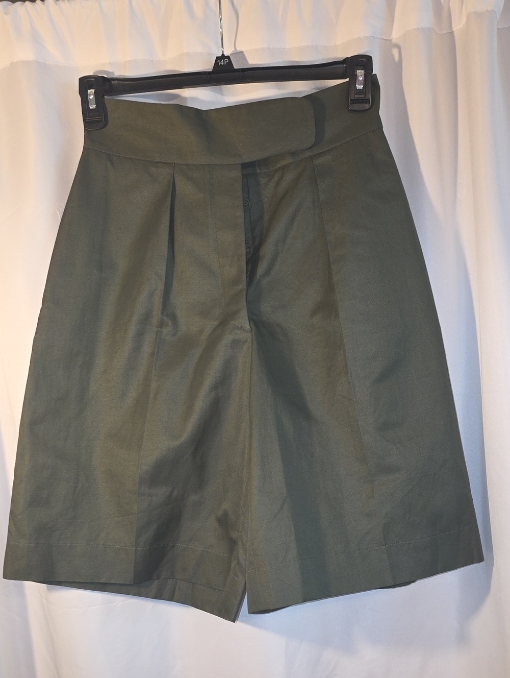 Bottega Veneta Refined Olive High-Waist Pleated Shorts Size 42 EU 100% Cotton